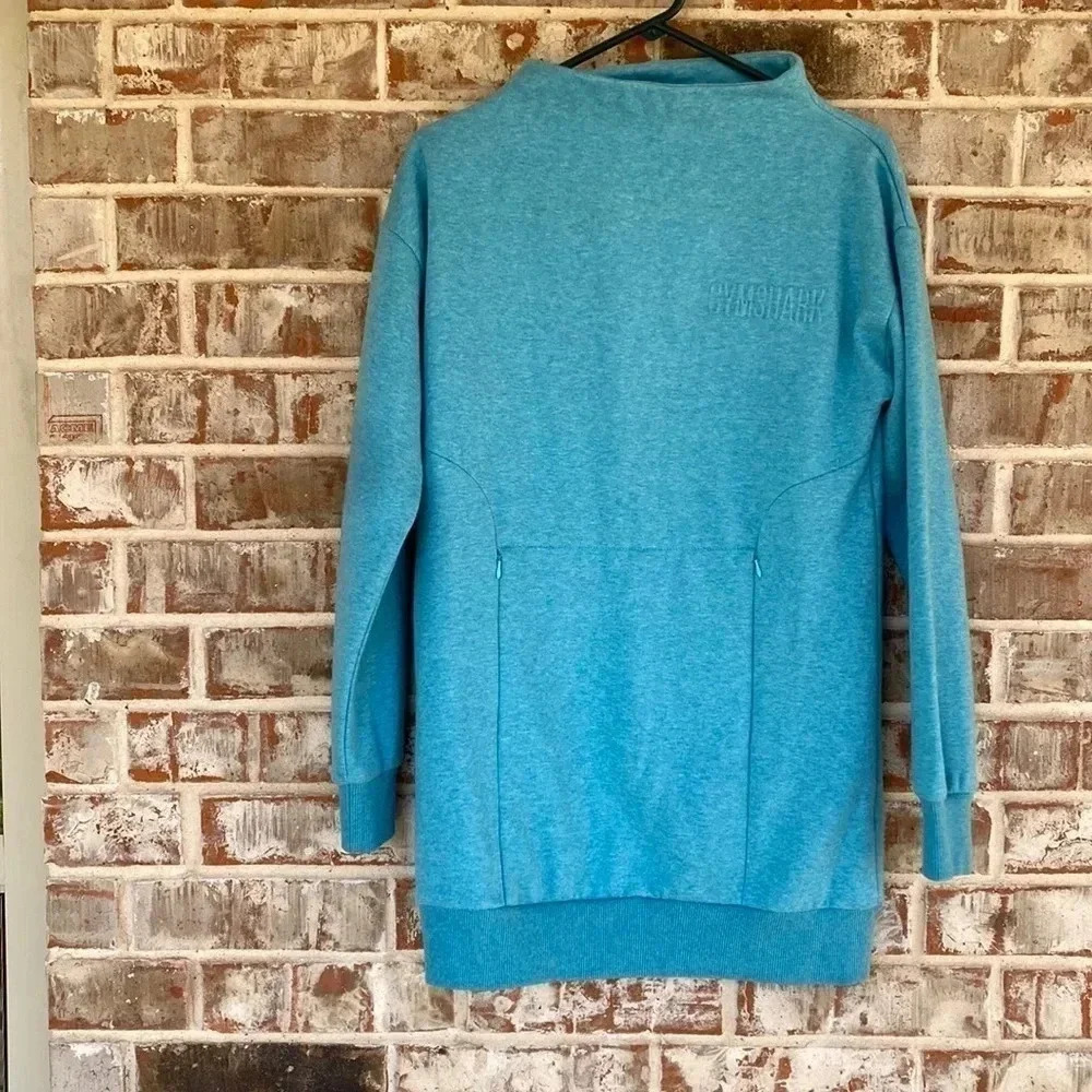 Gymshark Blue Double Zipper Funnel Neck Sweatshirt